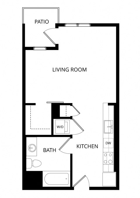a floor plan of a small room with a bedroom and a living room